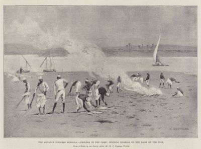 The Advance Towards Dongola, Cholera in the Camp, Burning Rubbish on the Bank of the Nile by Charles Auguste Loye